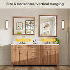36x30 Inch Bathroom Mirror for Wall, Anti-Rust Walnut Wood Grain Metal Framed - Image 7