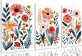 KISSFOX Framed Colorful Wildflower Canvas Wall Art Set Of 3 Flowers Pictures by KISSFOX