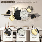 ERMOFAV Metal Wall Art, Abstract Modern Creative Geometric Round Art Decor 56" - Image 2