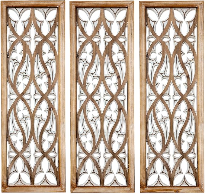 XIAOAIKA Hand Carved Boho Wood Wall Art by XIAOAIKA