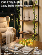 suddus Vines with Fairy Lights Battery & USB Powered Operated, 33ft 100 LED - Image 2