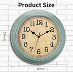 12 Inch Wall Clock, Silent Non-Ticking Decorative Battery Operated Easy to Read - Image 2