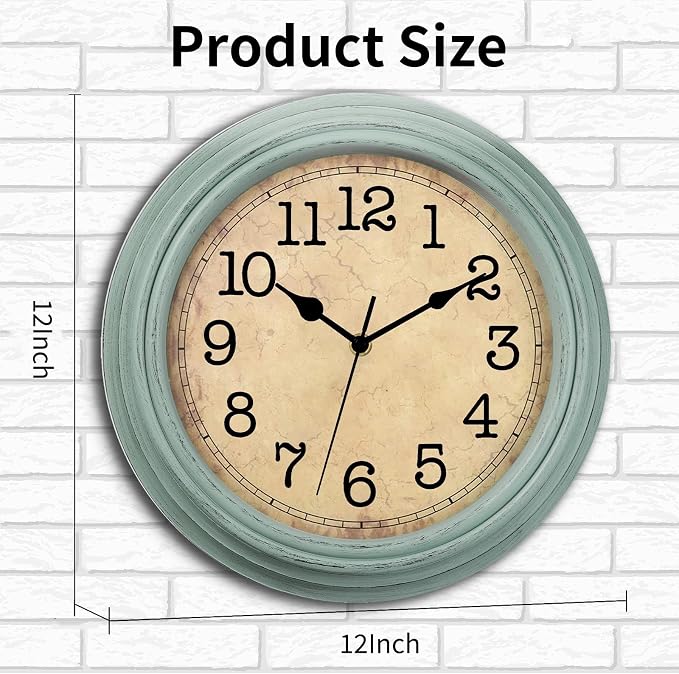 12 Inch Wall Clock, Silent Non-Ticking Decorative Battery Operated Easy to Read - Image 2