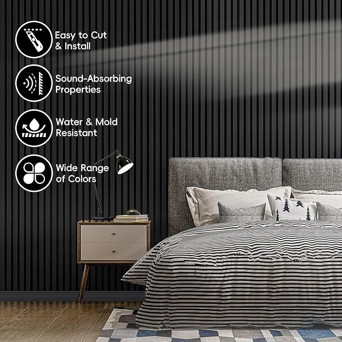 EVERECO 6 Pack Wood Panels for Wall 94.5" × 7.87" Acoustic Soundproof Wall Slat - Image 3