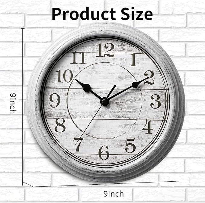 Wall Clock, 9 Inch Silent Wall Clocks Battery Operated, Decorative Clocks - Image 2