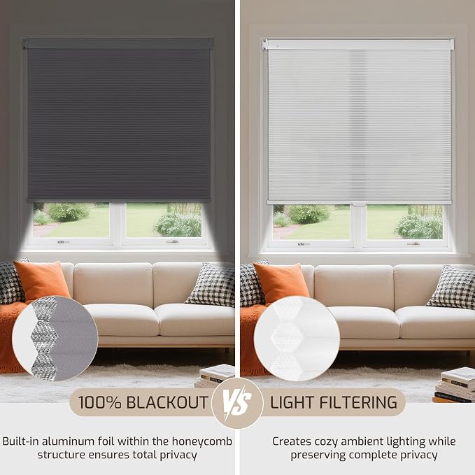 Grandekor No Drill No Tools Cordless Cellular Shades, 31.5" W x 64" H, UV - Image 7