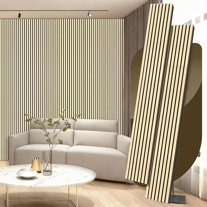 2 Pack Wood Panels for Wall, 106.3" × 11" Wood Slat Acoustic Panels for Wall by Ritollo