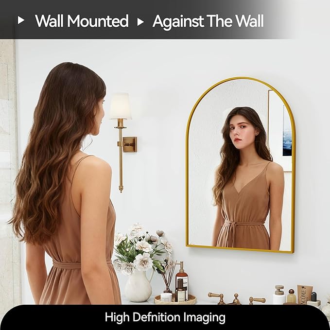 SCWF-GZ 30x20 Arch Mirror Rectangle Wall Mounted Hanging or Against Wall Metal - Image 7