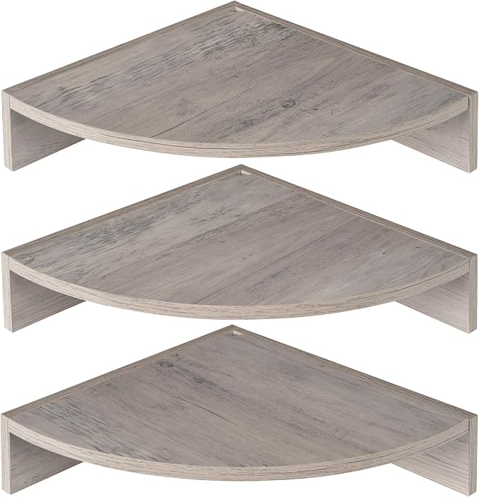 Corner Shelves 3-Pack for Bathroom & Kitchen, Space-Saving Floating Corner Wall by Unknown