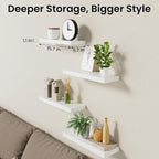 BAYKA Floating Shelves for Wall, 15.7in Wall Mounted Rustic Wood Shelves for - Image 8