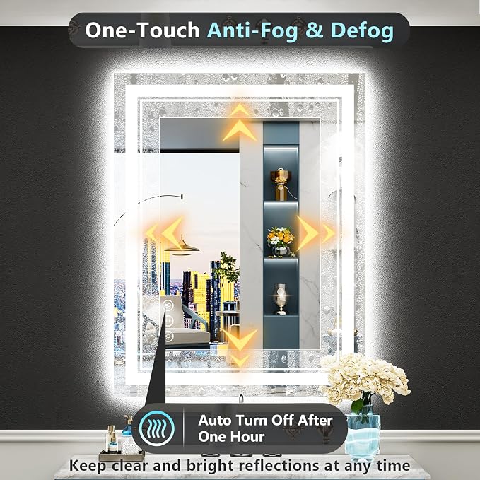 28x36 LED Bathroom Mirror with Lights, Backlit and Front Lit Anti-Fog Lighted - Image 5