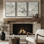 Large Framed Neutral Modern Abstract Wall Art, 3 Piece Black and Beige Canvas - Image 8