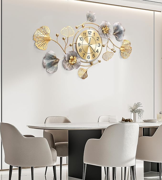 Clocks for Living Room, Large Wall Clock, 3D Silent Wall Clock, Retro Metal - Image 5