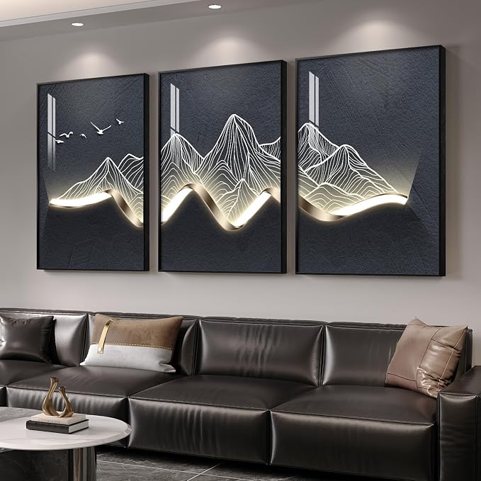 Large Framed Modern Abstract Mountain Wall Art by Cuspin
