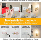 Vimhou Peel and Stick Wall Sconces, Stick On Wall Sconce Set of 2, Battery - Image 3