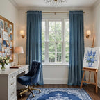 NICETOWN Pom Pom Slate Blue Velvet Curtains 96 Inch Long - Image 3