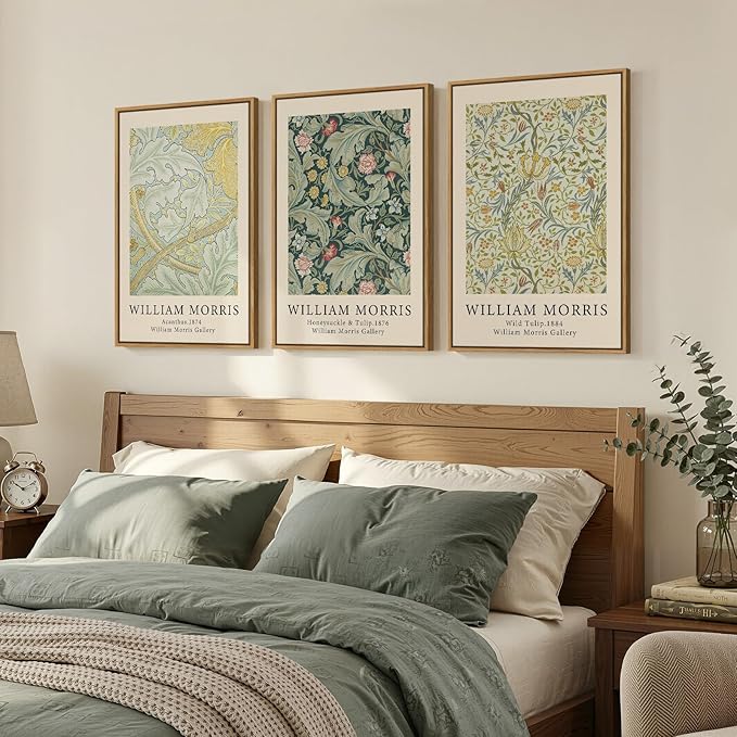 Framed William Morris Sage Green Wall Art Set of 3, Vintage Nature Green Floral - Image 2