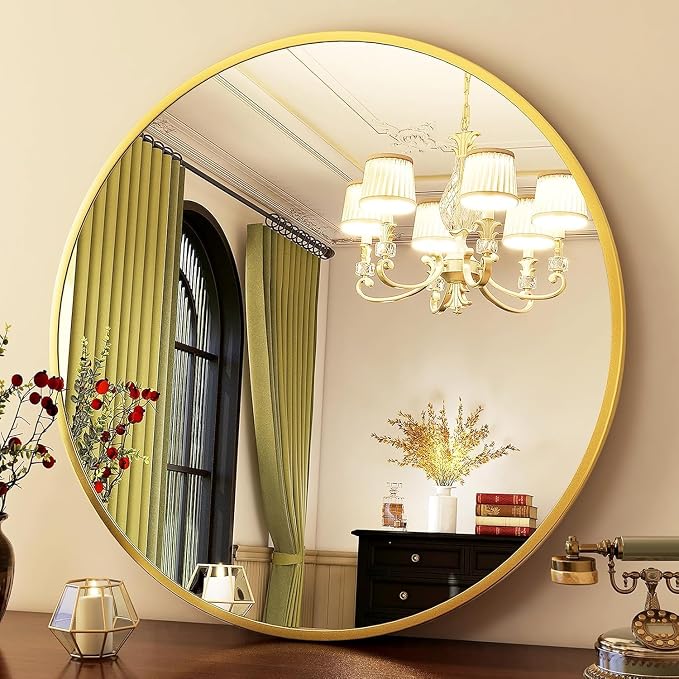 HARRITPURE Round Mirror 19.6 Gold Wall Mounted Circle Mirrors Vanity Mirror - Image 9