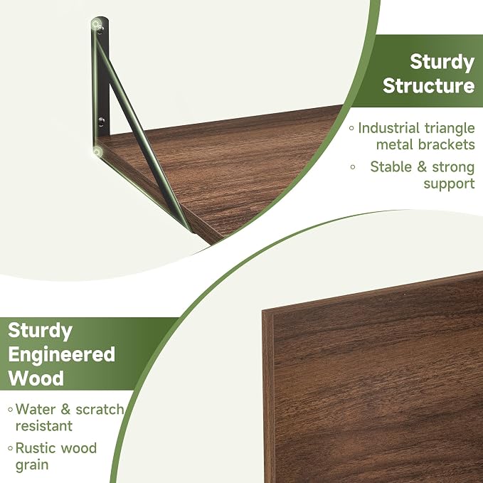 Heimlove 12 Inch Deep Floating Shelves - Image 5