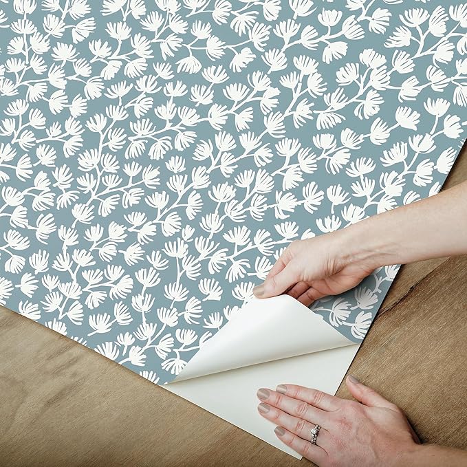 NuWallpaper x Society Social Sea Fern Slate Blue Peel and Stick Wallpaper - Image 7