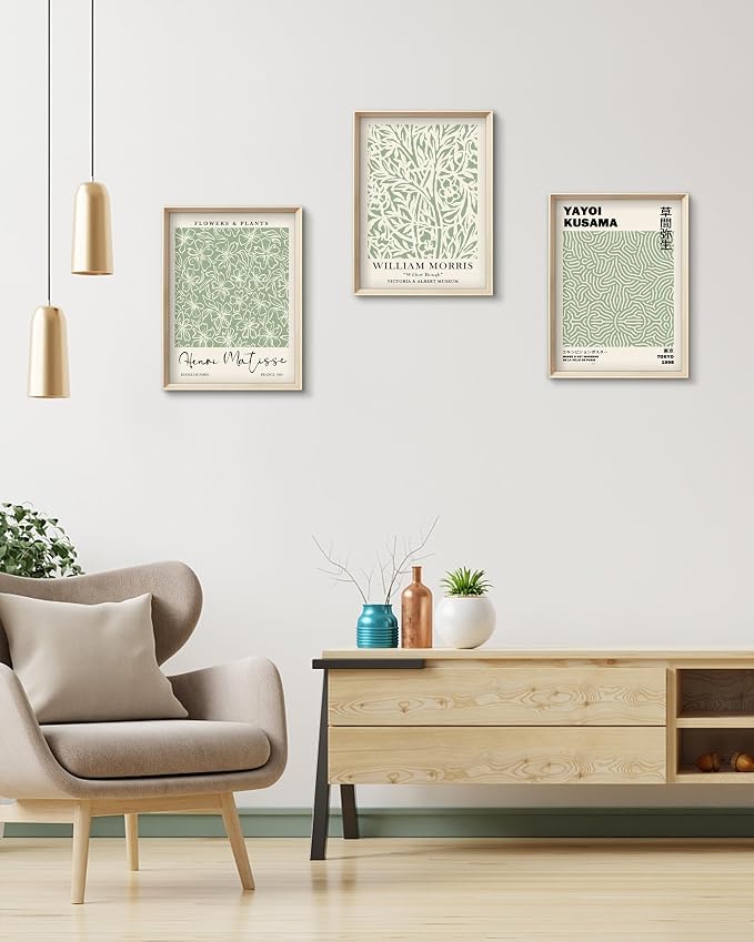 HesenDot Framed Matisse Sage Green Wall Art, William Morris Canvas Wall Decor - Image 5