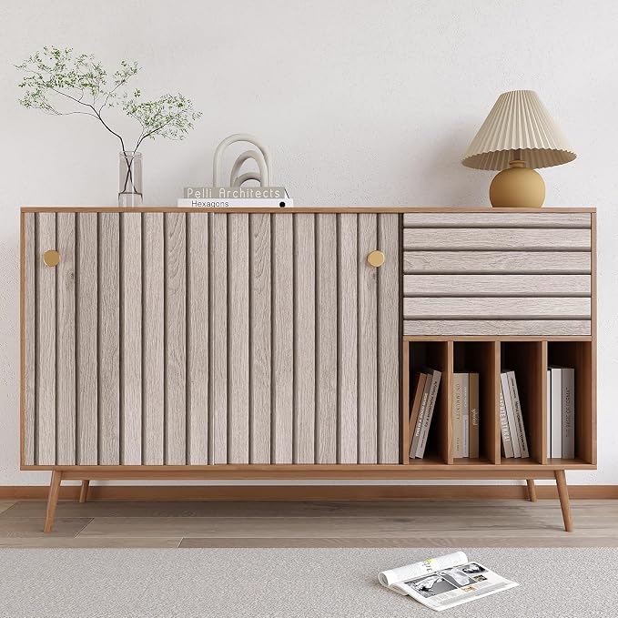 VEELIKE Grey Wooden Slats Peel and Stick Wallpaper Wood Contact Paper - Image 7