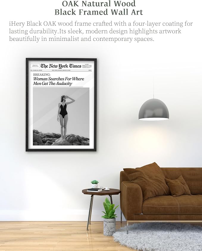 iHery Premium Small Natural Black OAK Wood 8x10in Trendy Framed Wall Art - Image 6