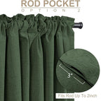 100% Blackout Shield Green Linen Blackout Curtains - Image 4