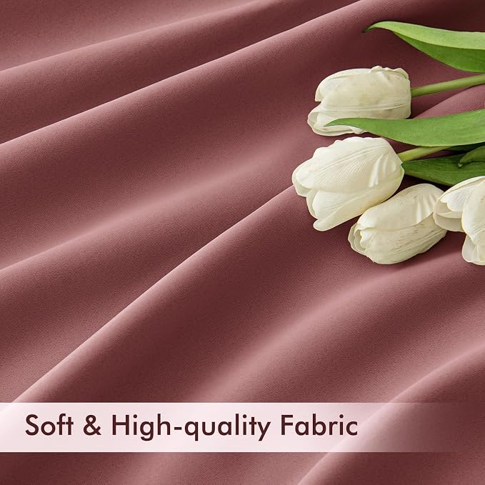 MIULEE Dusty Rose Back Tab Blackout Curtains 120 Inch Long 2 Panels Set - Image 6