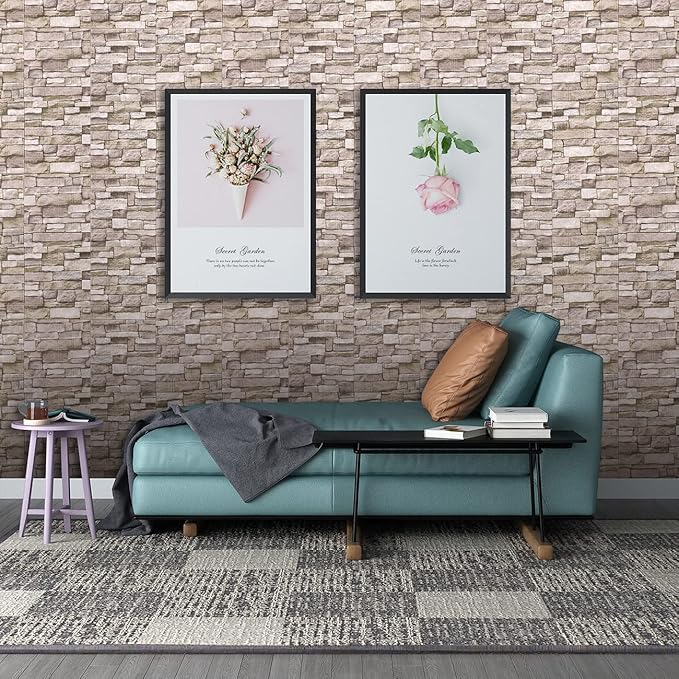 10PCS 3D Wall Panels Peel and Stick Foam 3D Brick Wallpaper Peel and Stick Faux - Image 2