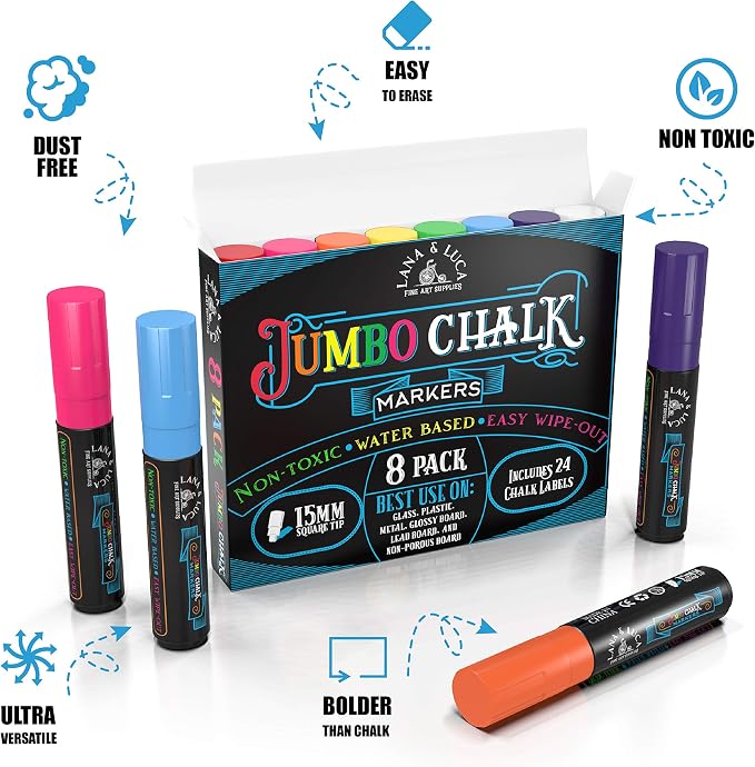 LANA & LUCA Jumbo Liquid Chalk Markers Square Tip - Image 2