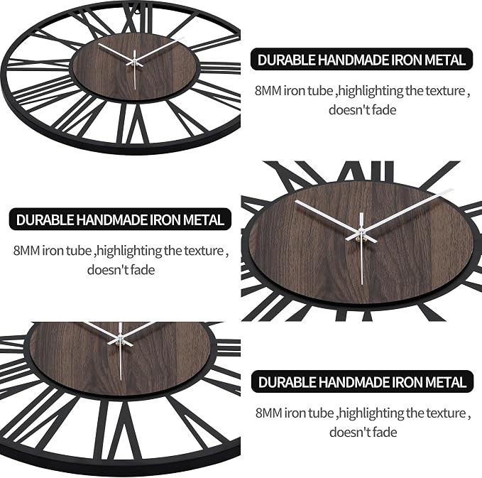 LEIKE Large Wall Clocks for Living Room, Non Ticking, Battery Operated - Image 4