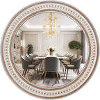 30 Inches Farmhouse Large Round Wall Mirrors Wooden, Rustic Decorative Circle by DecointoWallDecor