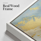 Large Framed Blue Gold Abstract Wall Art, Modern Vertical Canvas Prints - Image 5