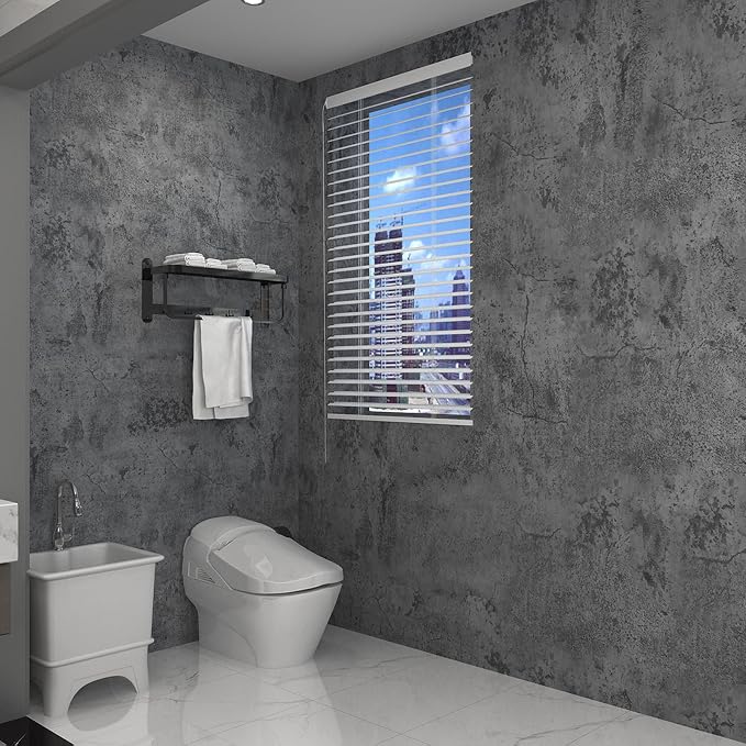 3yecao 31"×157" Extra Thicker Light Blue Grey Black Concrete Wallpaper Peel and - Image 6