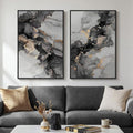 Framed Abstract Black and Gold Wall Art by MXART