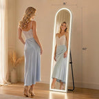 Arched Full Length Mirror with LED Lights, Body Floor Mirrors with Dimming & 3 - Image 6