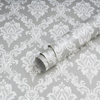 Peel and Stick Wallpaper Grey and White Damask Wallpaper by Micpolo