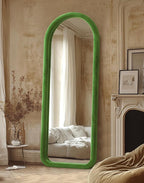 Delma Arched Full Length Mirror, Free Standing Floor Velvet Finish Frame Mirror - Image 7