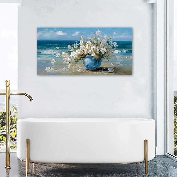 AIYISU Vintage Flowers Canvas Wall Art White Blossom Painting Retro Flowers in - Image 5