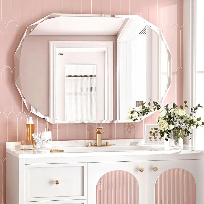 Bathroom Mirrors for Over Sink, Round Frameless Mirrors for Wall, 24x36 Inch by JACUKO