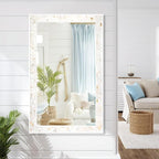 Tanmicoshomy 24 x 47 Inch White Rectangle Wall Mirror, Natual Shell Framed - Image 5