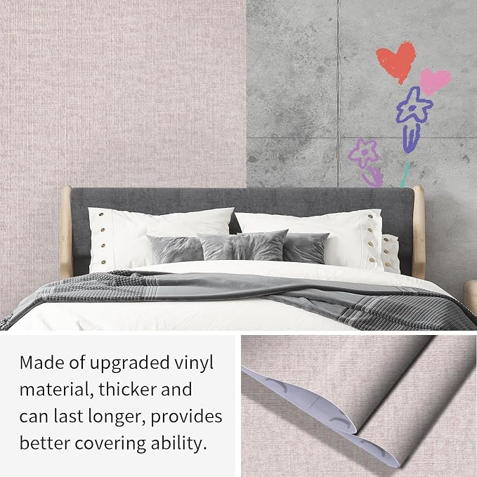 Beige Grasscloth Peel and Stick Wallpaper, Modern Textured Contact Paper - Image 9