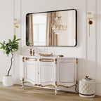 55X36 Inch Black Metal Framed Bathroom Mirror - Image 7