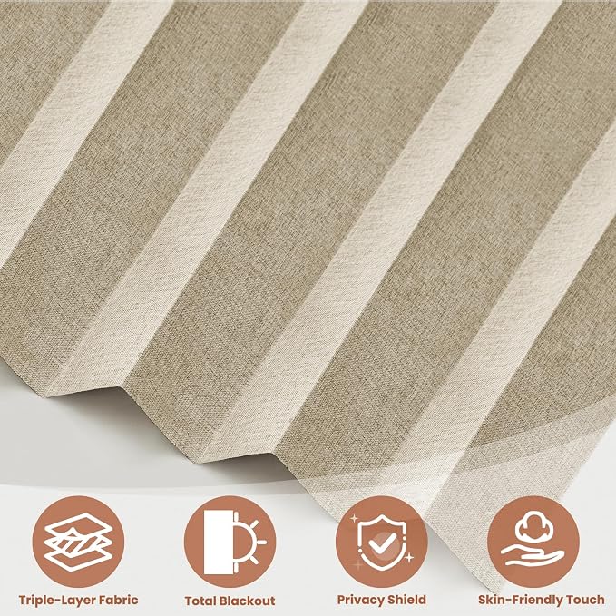 AJAZZ Blackout Accordion Door Curtain 98"x106" Cream Yellow - Image 7