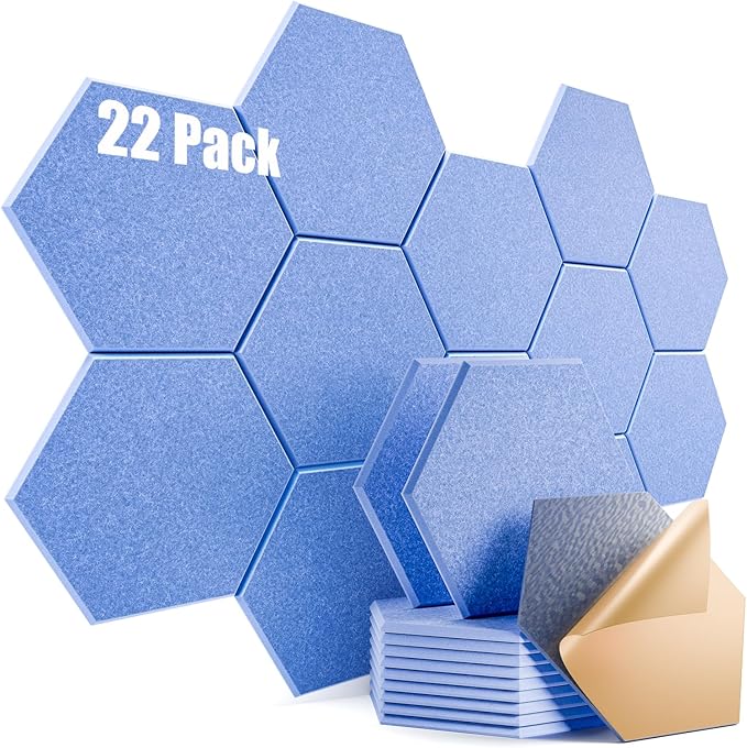22 Pack Self-adhesive Acoustic Panels 12" X 10" X 0.4" by Dailycooper