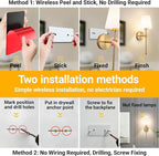 Vimhou Peel and Stick Wall Sconces, Stick On Wall Sconce Set of 2, Battery - Image 3