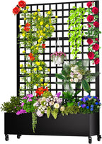 MTART Metal Planter Box with Trellis, 72.1"x47.2"x16" Galvanized Raised Garden by Unknown