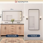 Keonjinn Black Bathroom Mirror for Over Sink, 48 x 24 Inch Large Rounded - Image 8