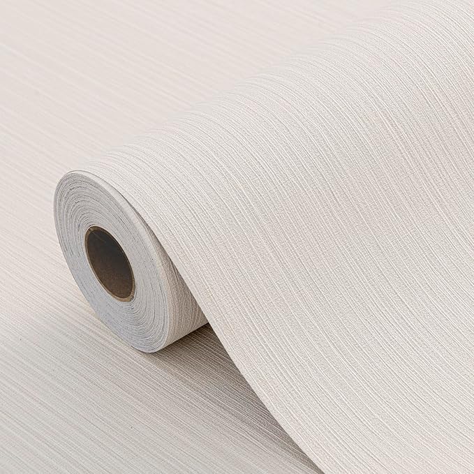 Beige Faux Grasscloth Wallpaper Peel and Stick Linen Textured 24"x394" Upgraded by HyunHome